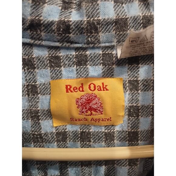 2X Tall Flannel Red Oak Ranch Apparel Men's Button-Up Shirt Light blue Western - Picture 4 of 7